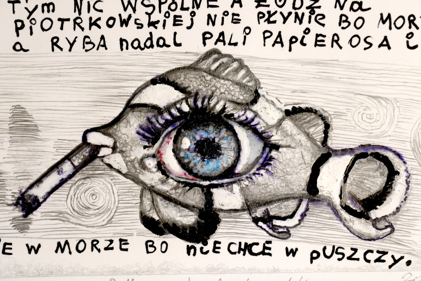 RYBA MILCZY, ALE PŁYNIE -rysunek ołówkiem na papierze